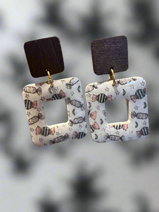 Halloween Candy Square Earrings
