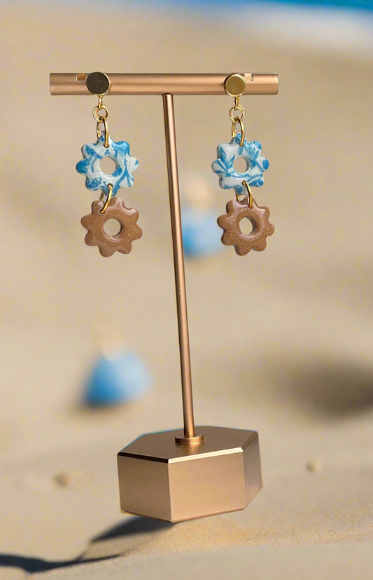 Double Flower Dangle - blue