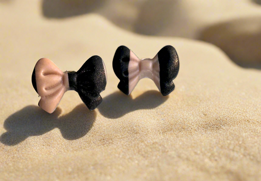 Stud Bow Earrings - Striped