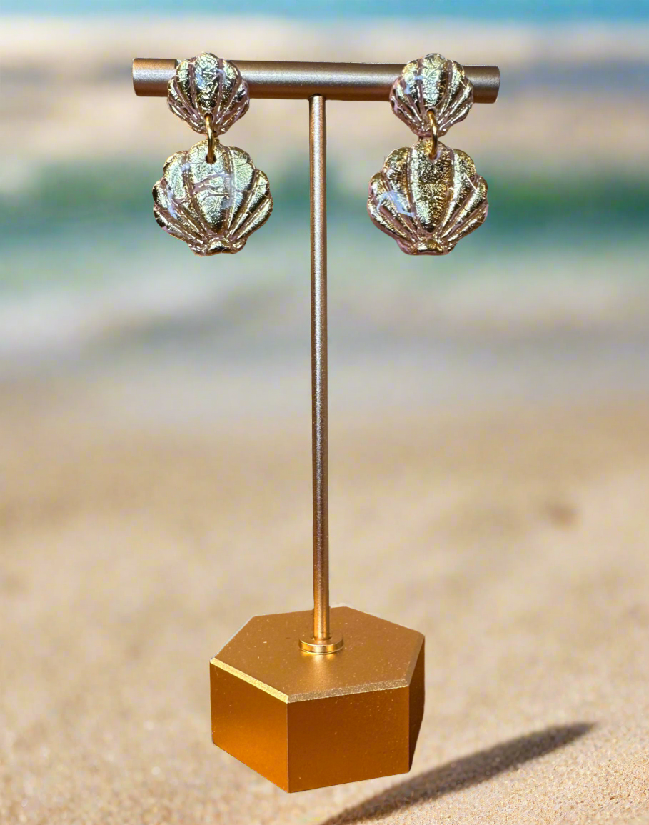 Seashell Dangles - Gold Foil